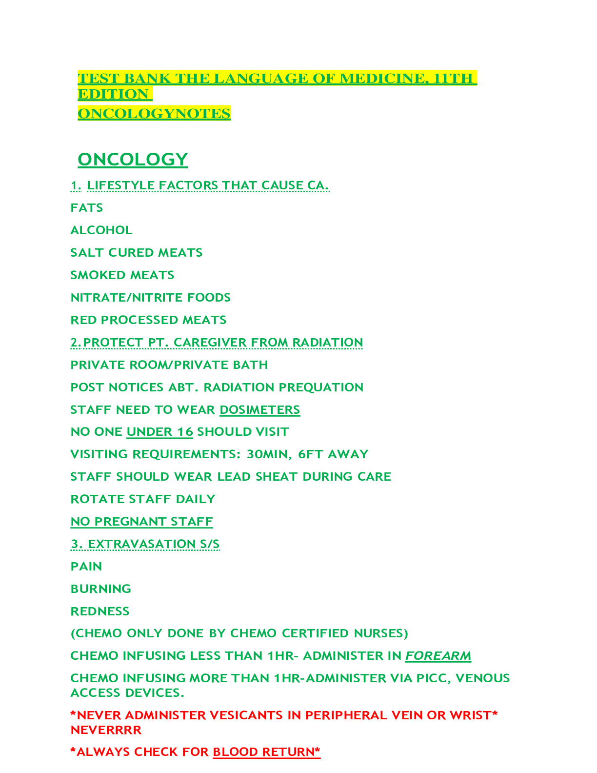 Preview image for TEST BANK THE LANGUAGE OF MEDICINE, 11TH EDITION  ONCOLOGYNOTES